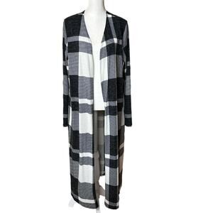 Eden In Love‎ Sweater Womans Large Plaid Cardigan Open Front Hawaii